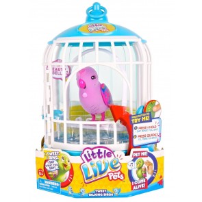 Little Live Pets Talking Birds Tweet purple In Cage